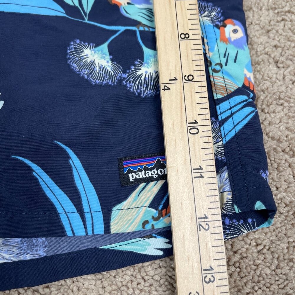 Patagonia Shorts Womens S Blue Pann Parrots Navy Nylon Drawstring Tropical Swim - Picture 7 of 10